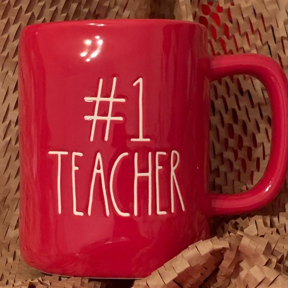 Rae Dunn #1 Teacher Mug - NEW Artesian Collection - Mug Cup Red Glossy Coffee - Picture 10 of 12